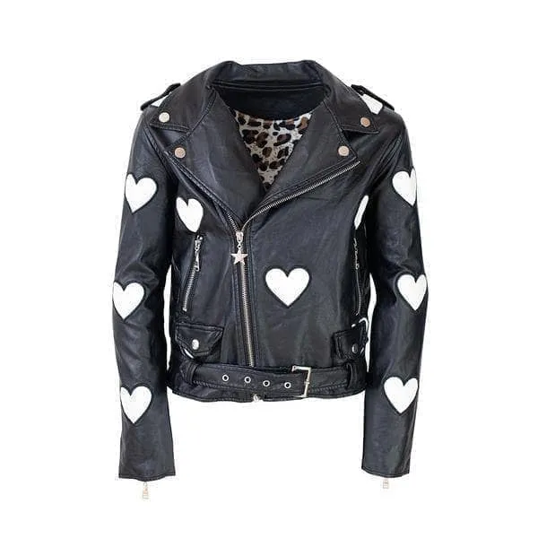 Vegan Leather Jacket - I Heart You