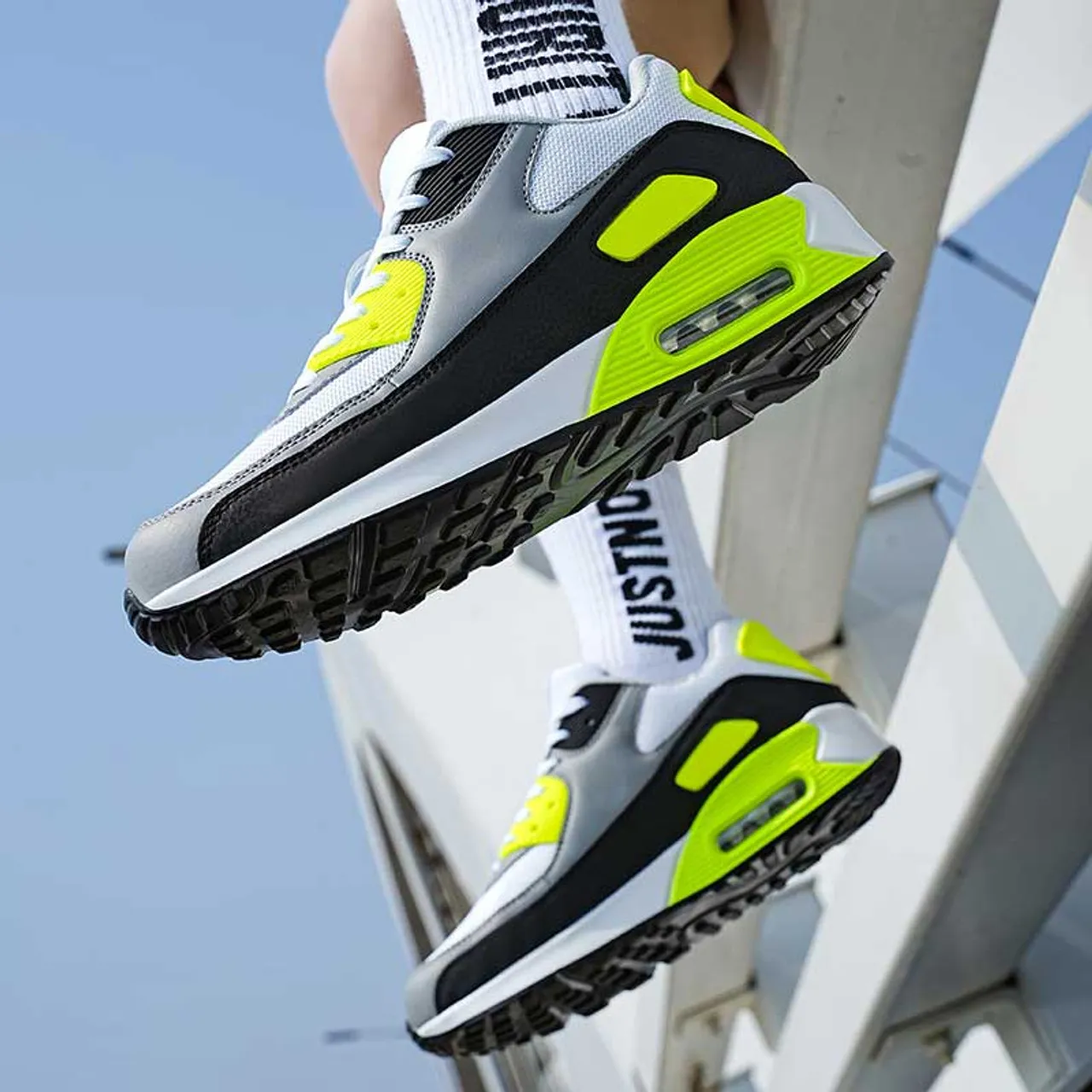 White Black Green Sport Shoe Sneaker