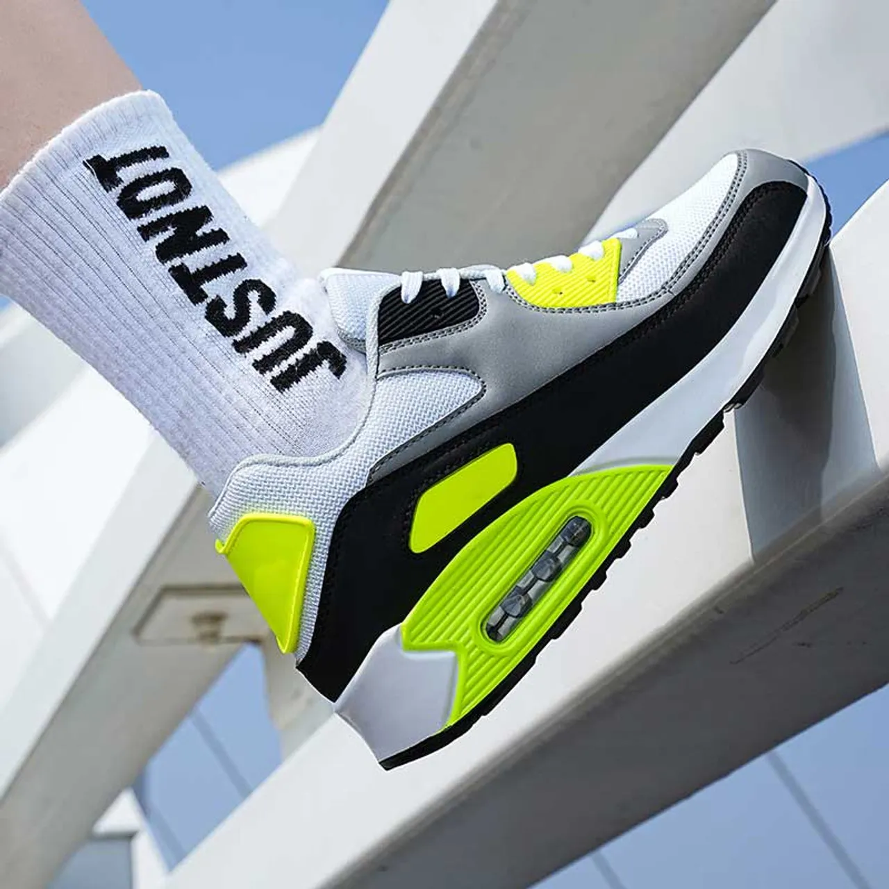 White Black Green Sport Shoe Sneaker