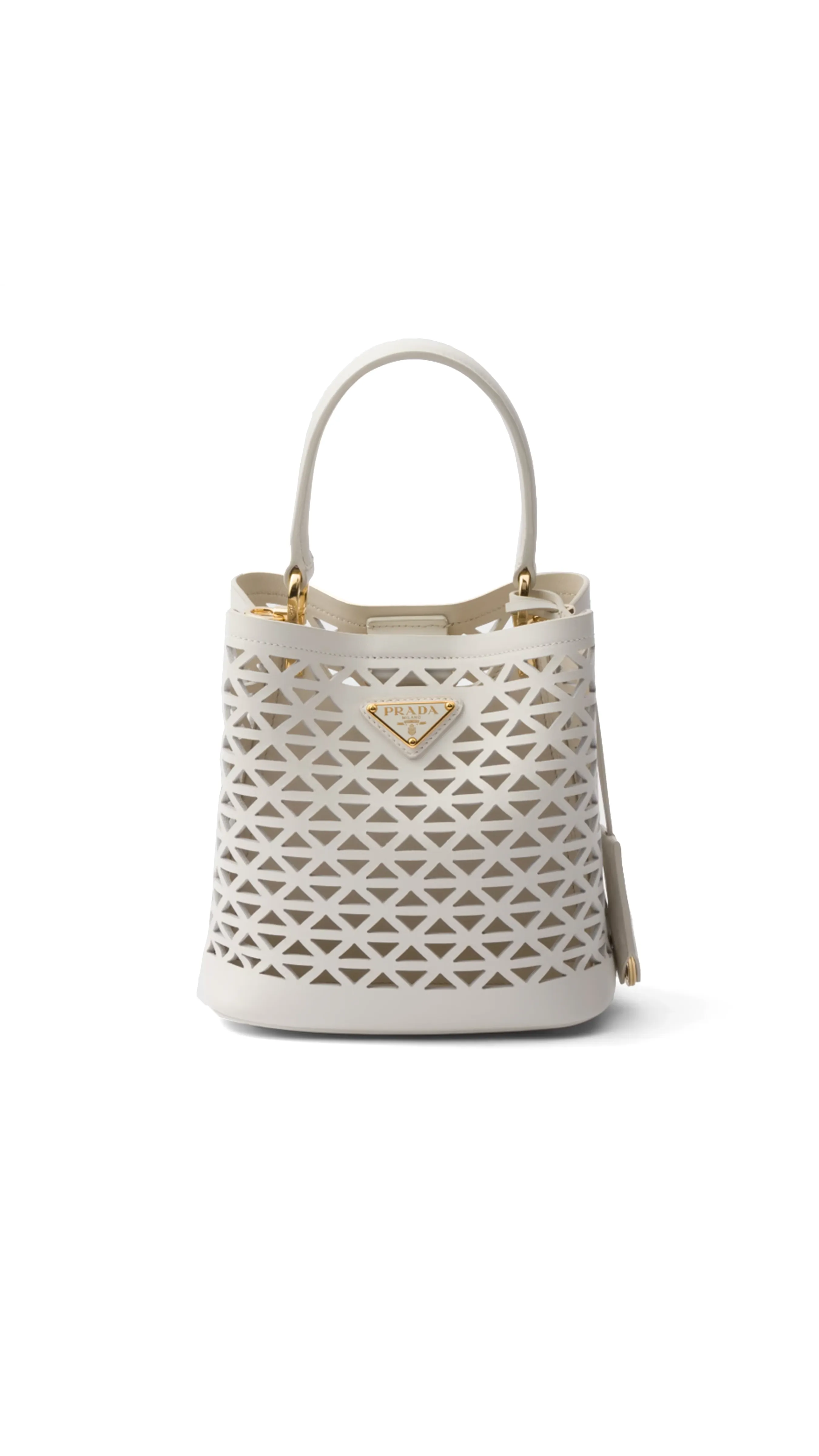 White Leather Mini-Bag with Cut-Out Motif