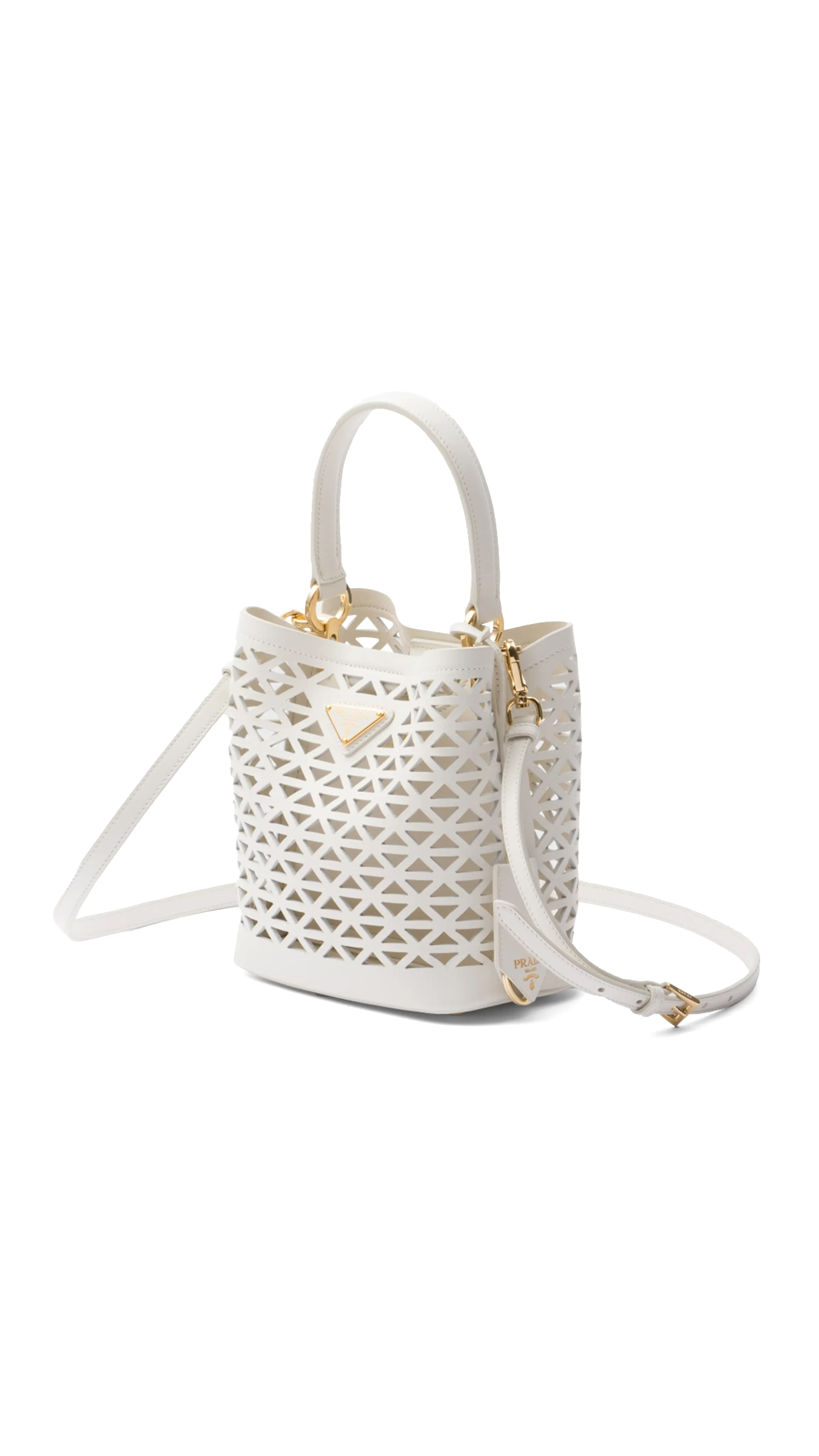 White Leather Mini-Bag with Cut-Out Motif