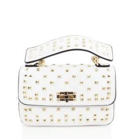 White Studded Crossbody Clutch Bag