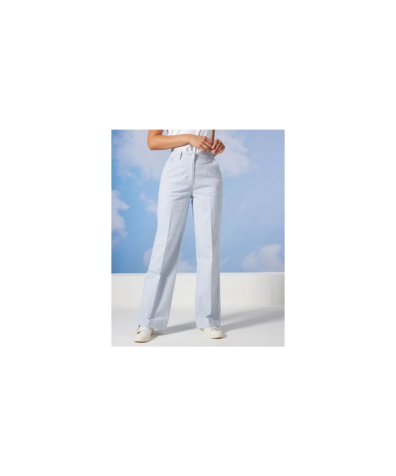 Wide-leg Cotton Stretch Pants Trousers