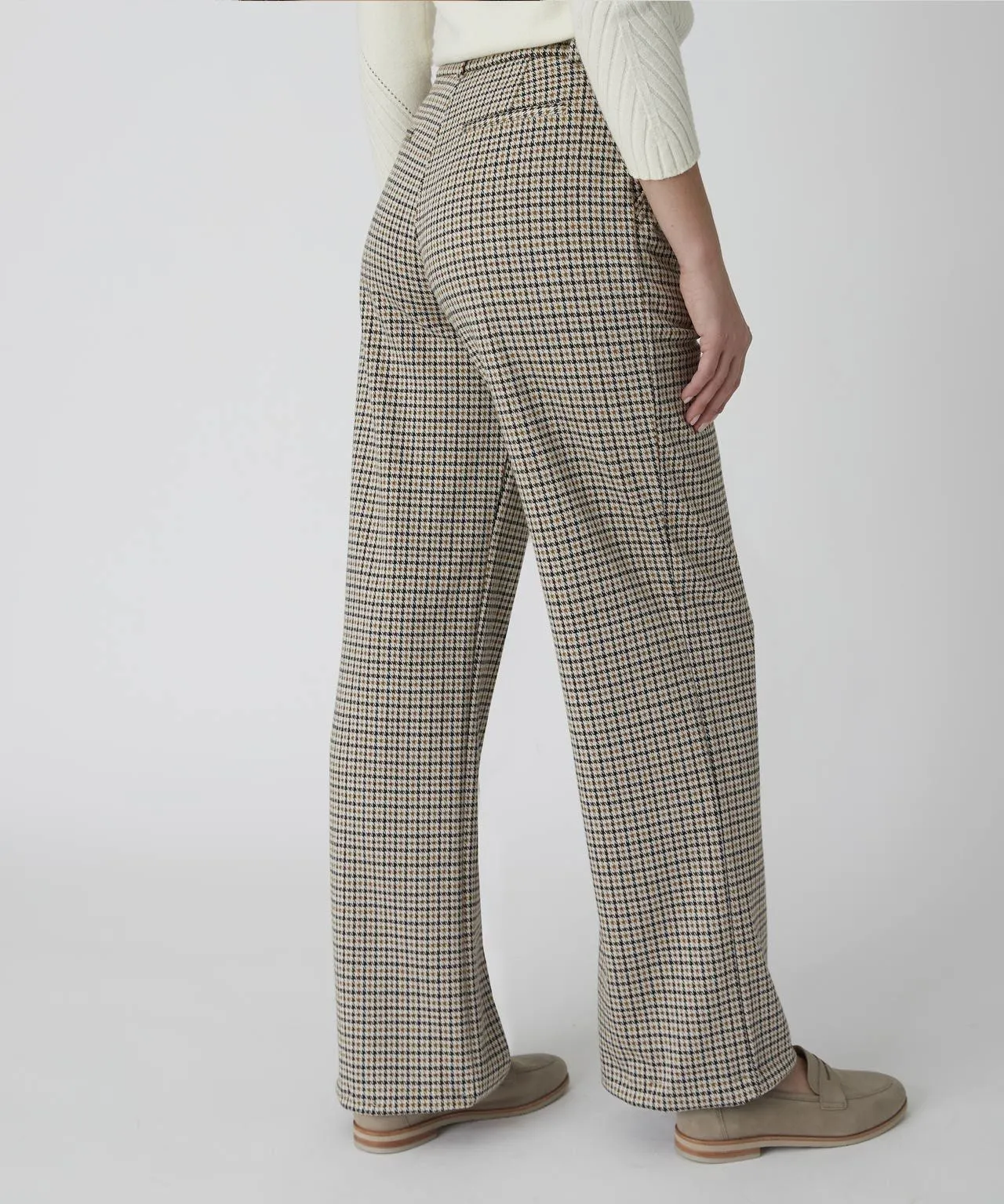 Stretch Check Wide-leg Trousers