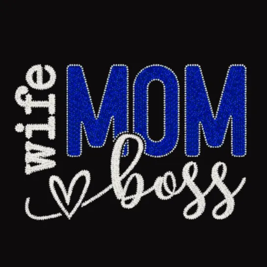 Wife Mother Boss 2 Rhinestone Iron-On Decal