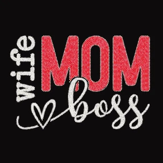 Wife Mother Boss 2 Rhinestone Iron-On Decal