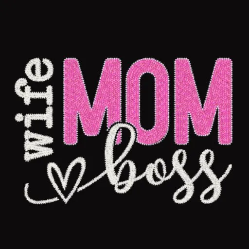 Wife Mother Boss 2 Rhinestone Iron-On Decal