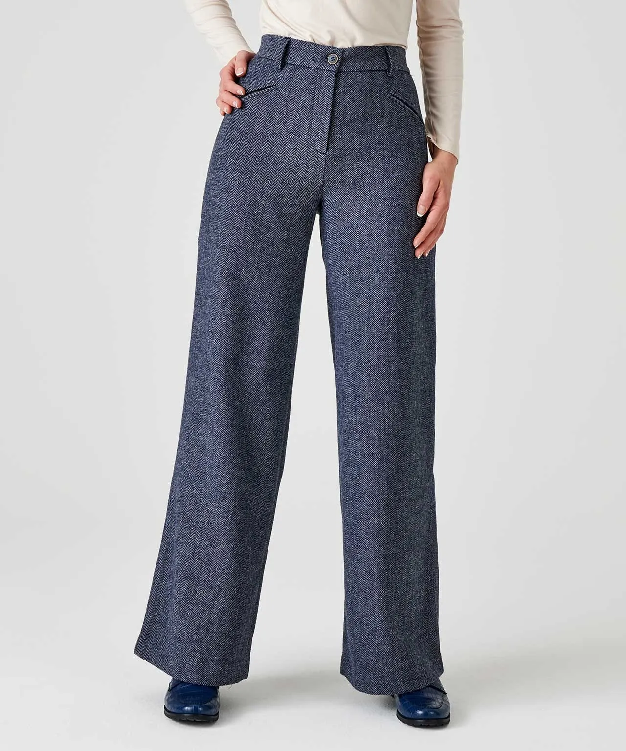 Wool Blend Wide Leg Pants