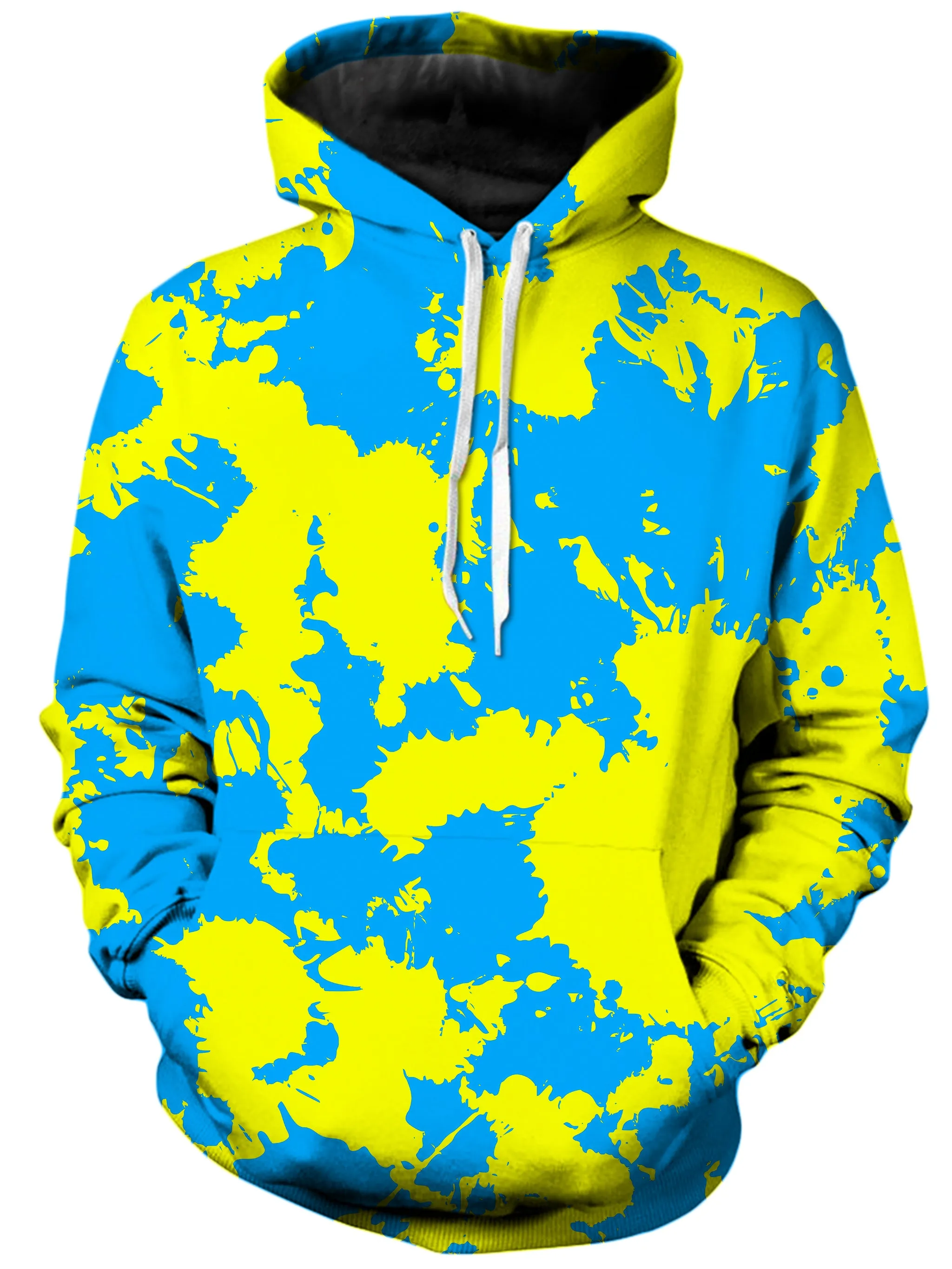 Yellow Blue Paint Splatter Hoodie Leggings Combo